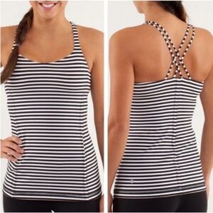 Lululemon Free to Be Classic Black And White Striped Tank